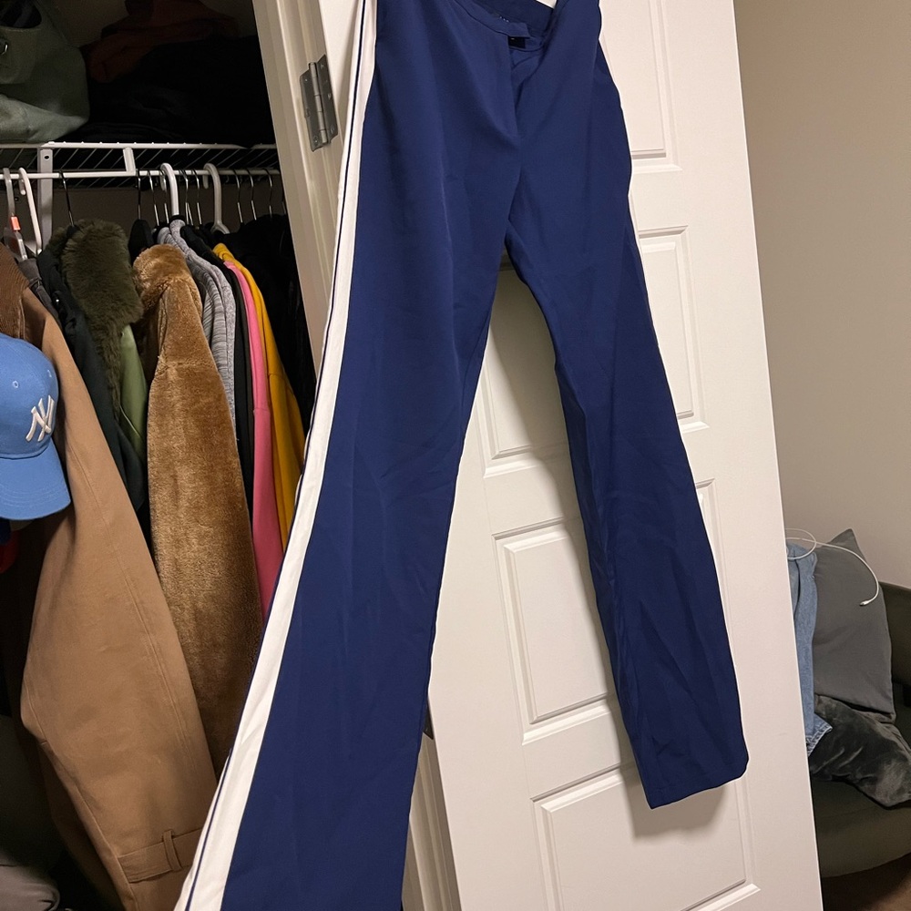 Revamped Navy Track Pants with White Side Stripe